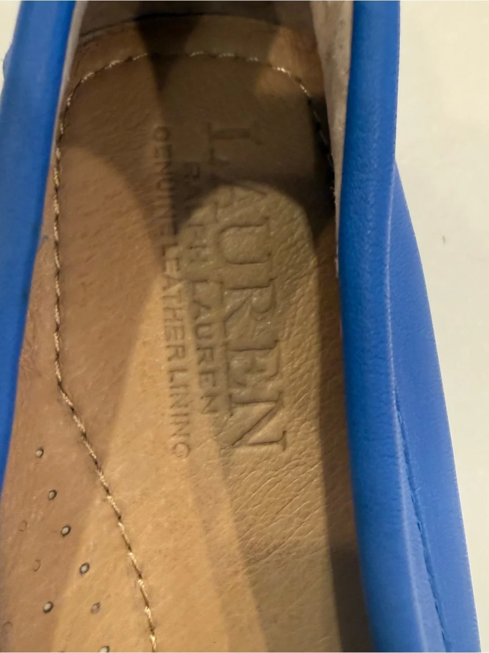 Lauren Ralph Lauren Brynn Driving Loafers Blue Leather Sz 6 NEW